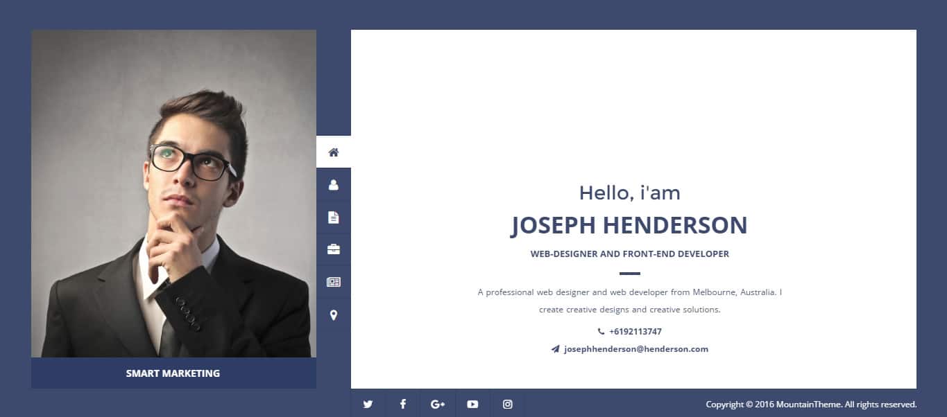 Henderson vCard WordPress Theme Preview
