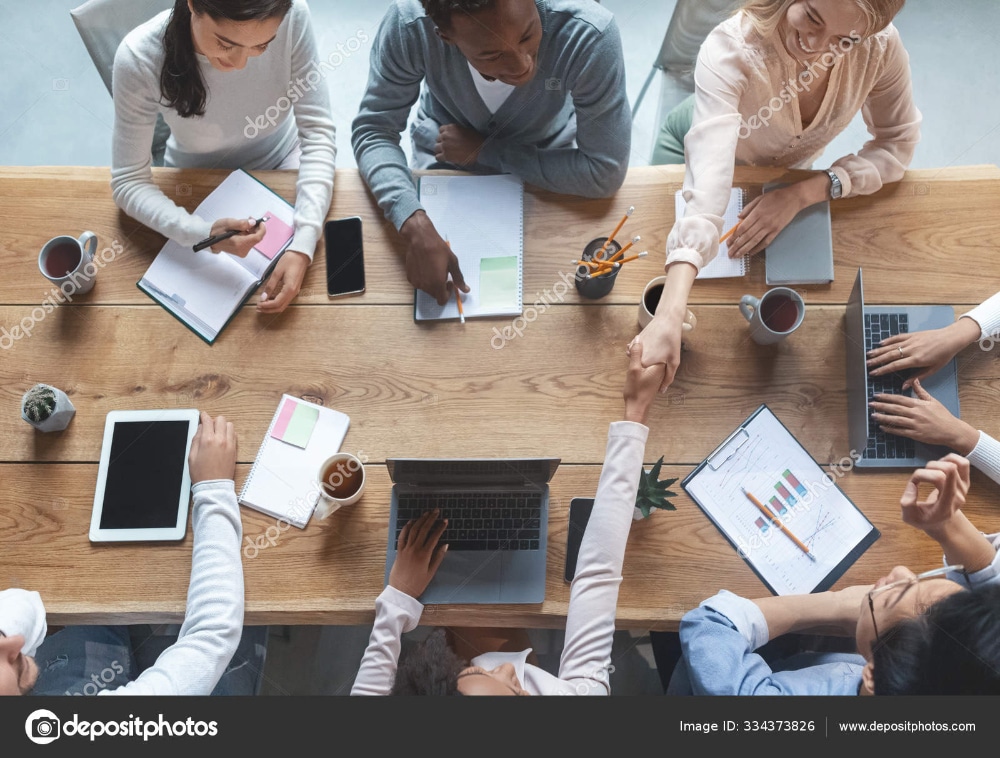 Free Stock Images to use for Website Hero Images: Business Meeting Top View Image