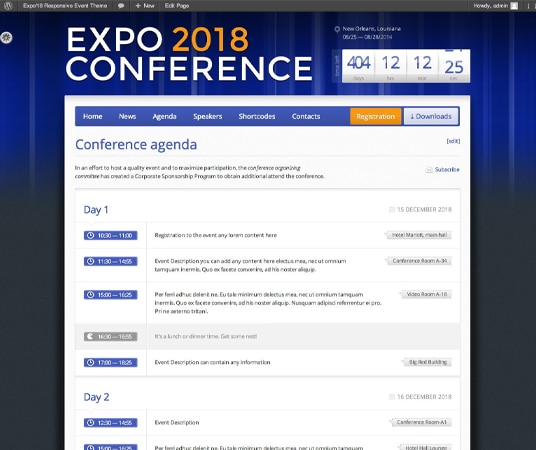  Expo18 Events Production Website Templates