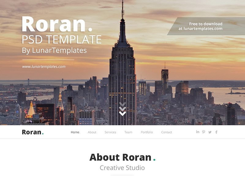 Roran, the free One Page PSD Website Template
