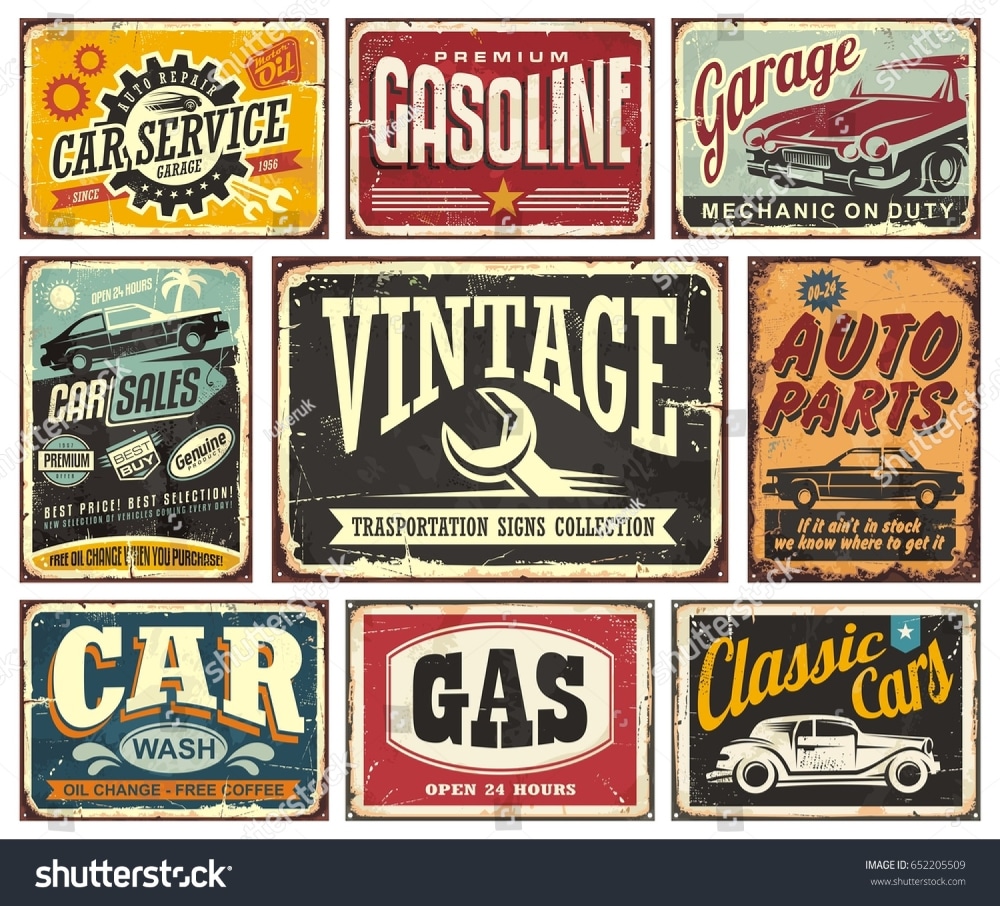 20 Free Retro & Vintage Vectors: Vintage Transportation Signs Collection Of Car Services